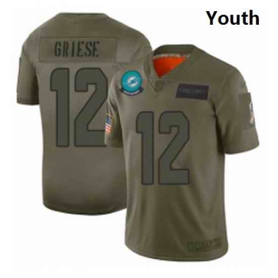 Youth Miami Dolphins 12 Bob Griese Limited Camo 2019 Salute to Service Football Jersey